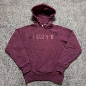 Champion Reverse Weave Hoodie Mens Small Maroon‎ Tonal Logo Heavyweight
